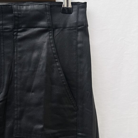 Kut From The Kloth‎ Reese Zip Ankle Straight Leg Black Waxed Coated Pants Women - Picture 6 of 12